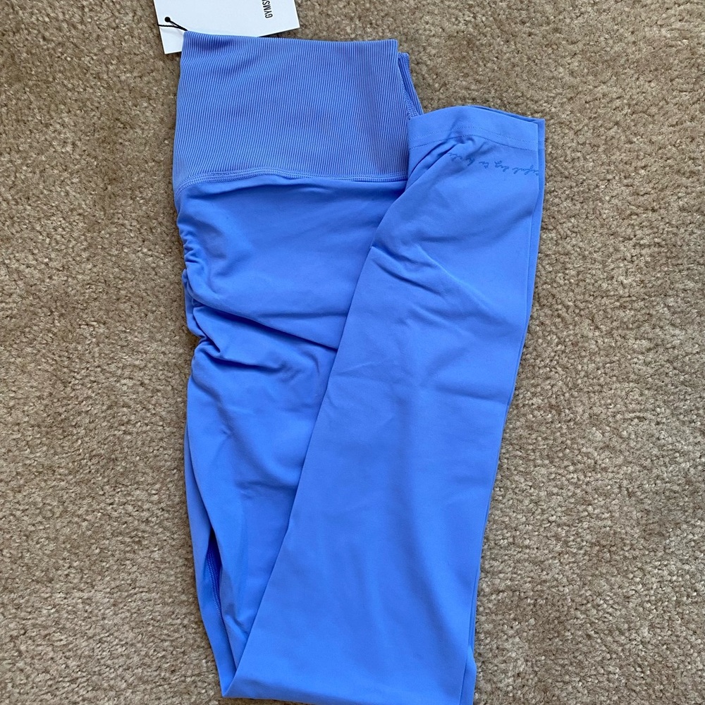 Gymshark Whitney Simmons V2 Rib Waist Legging size L Intense Beautiful Blue BNWT
